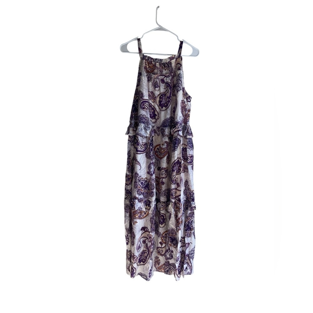 NWT Band of the Free Gypsy Flowy Purple Lightweight Paisley Tiered Maxi Dress M - Picture 12 of 13